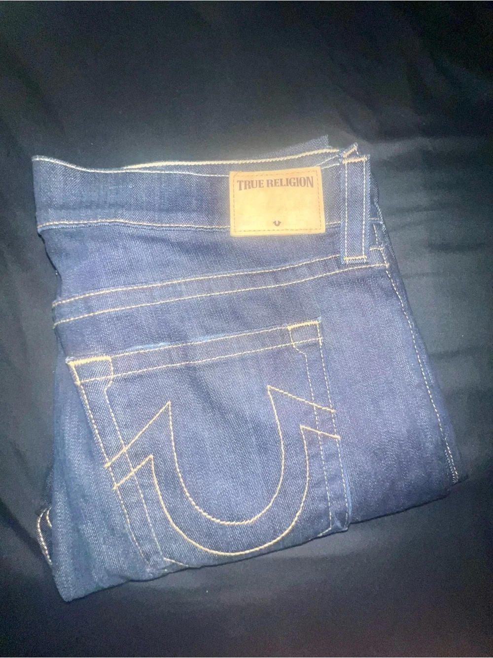 True Religion Ricky Relaxed Straight Jeans Men's Size 36 Dark Wash Made in USA